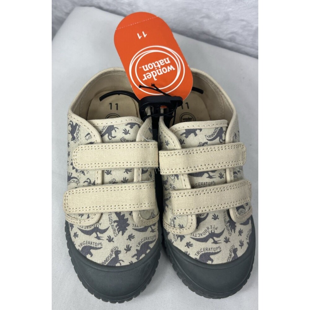Wonder Nation Memory Foam Bump Strap Dinosaur Shoe Cream Gray Size 11 NEW